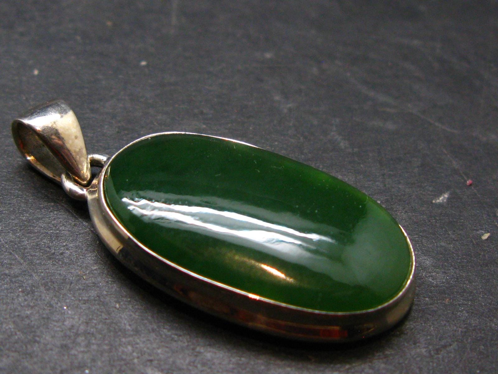 Nephrite Jade Silver Pendant From Canada - 1.4" - 6.94 Grams Nephrite Jade Silver Pendant From Canada - 1.4" - 6.94 Grams