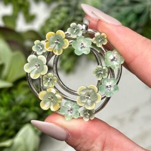 Abalone Shell & Jade Flower Pendant | 10g | - No. 292 (polished Crystal Necklace, Stone Jewelry) Abalone Shell & Jade Flower Pendant | 10g | - No. 292 (polished Crystal Necklace, Stone Jewelry)