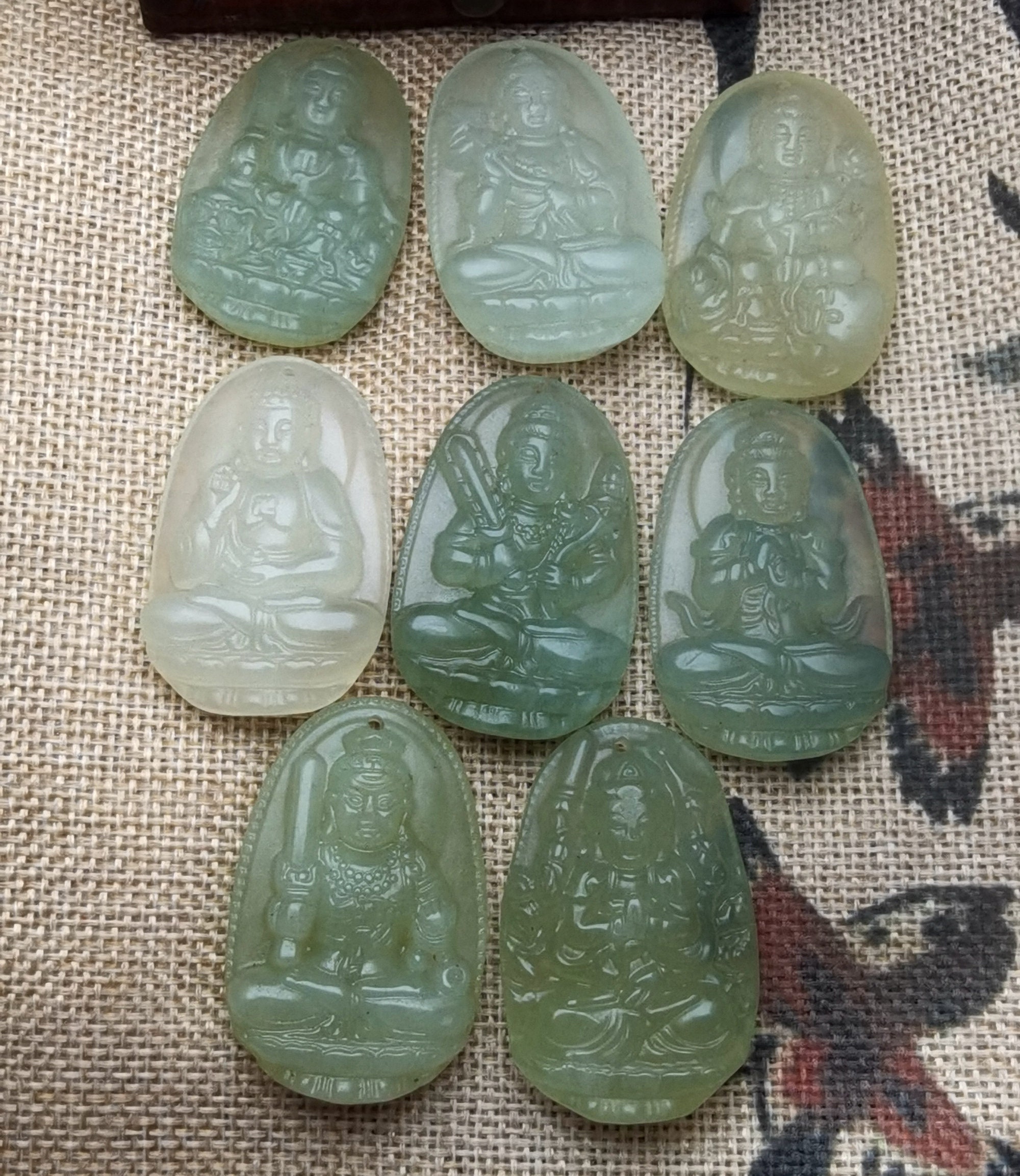 Xiuyan Jade Pendant: Eight Guardian Gods Necklace Charm