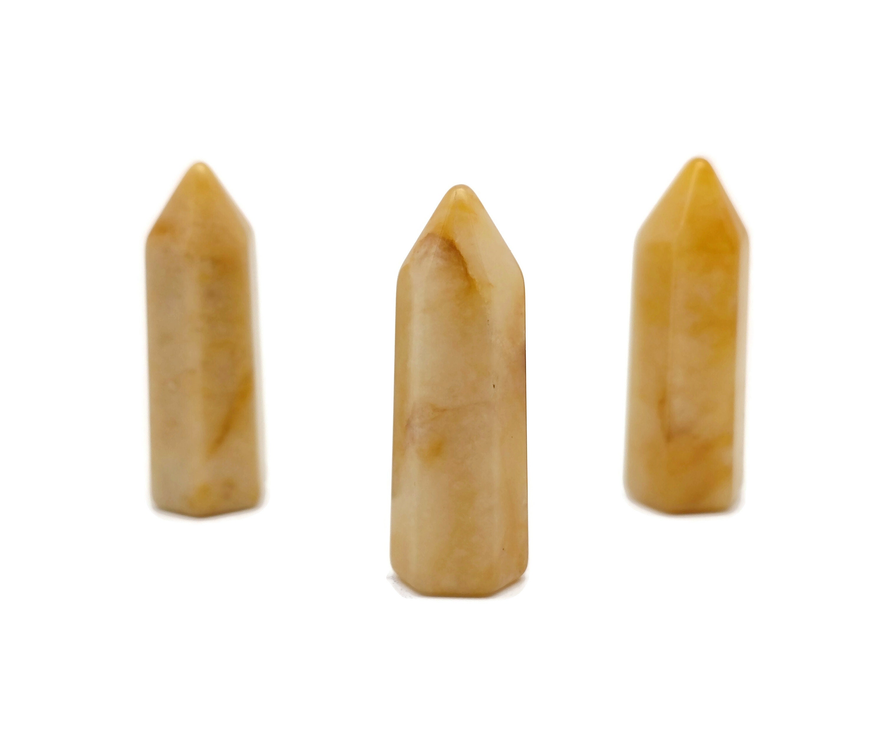 Yellow Jade Crystal Obelisk Tower – Gemstone Tower – Tower Crystal – Hand Carved Crystal Point – Healing Crystal – 40mm – Tw1106
