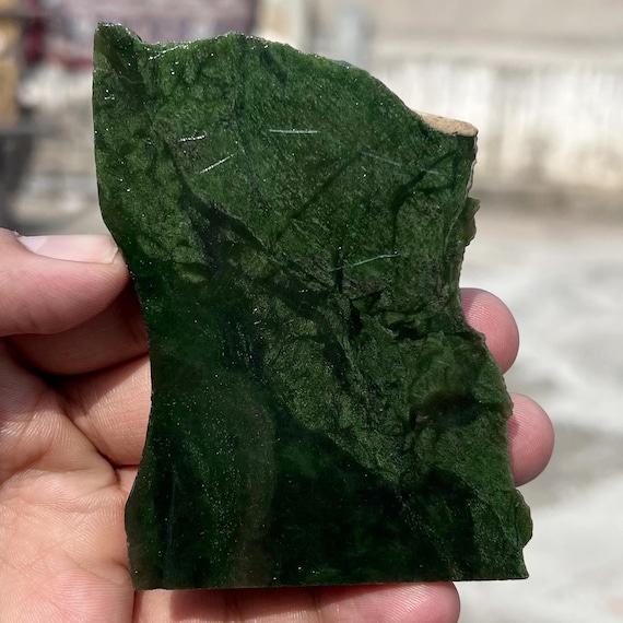 Authentic Jade Rough Slice | Green Nephrite 131g 93x65x8mm
