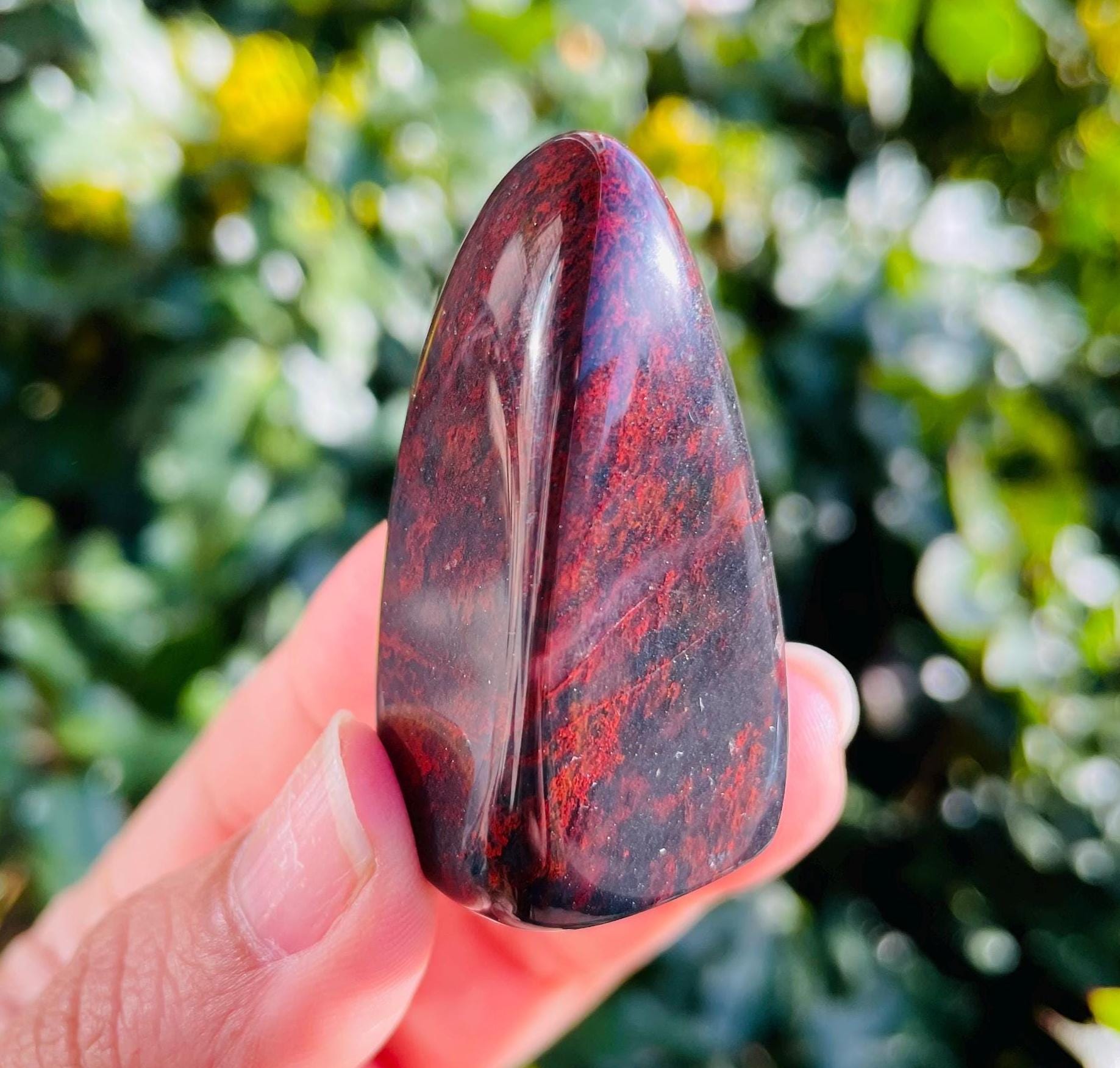 Blood Jade Stone (38.5g) Smooth Free Form Blood Jade Crystal, Ultra Rare Black Red Jade Stone, Self Standing Specimen Natural Jade Crystal