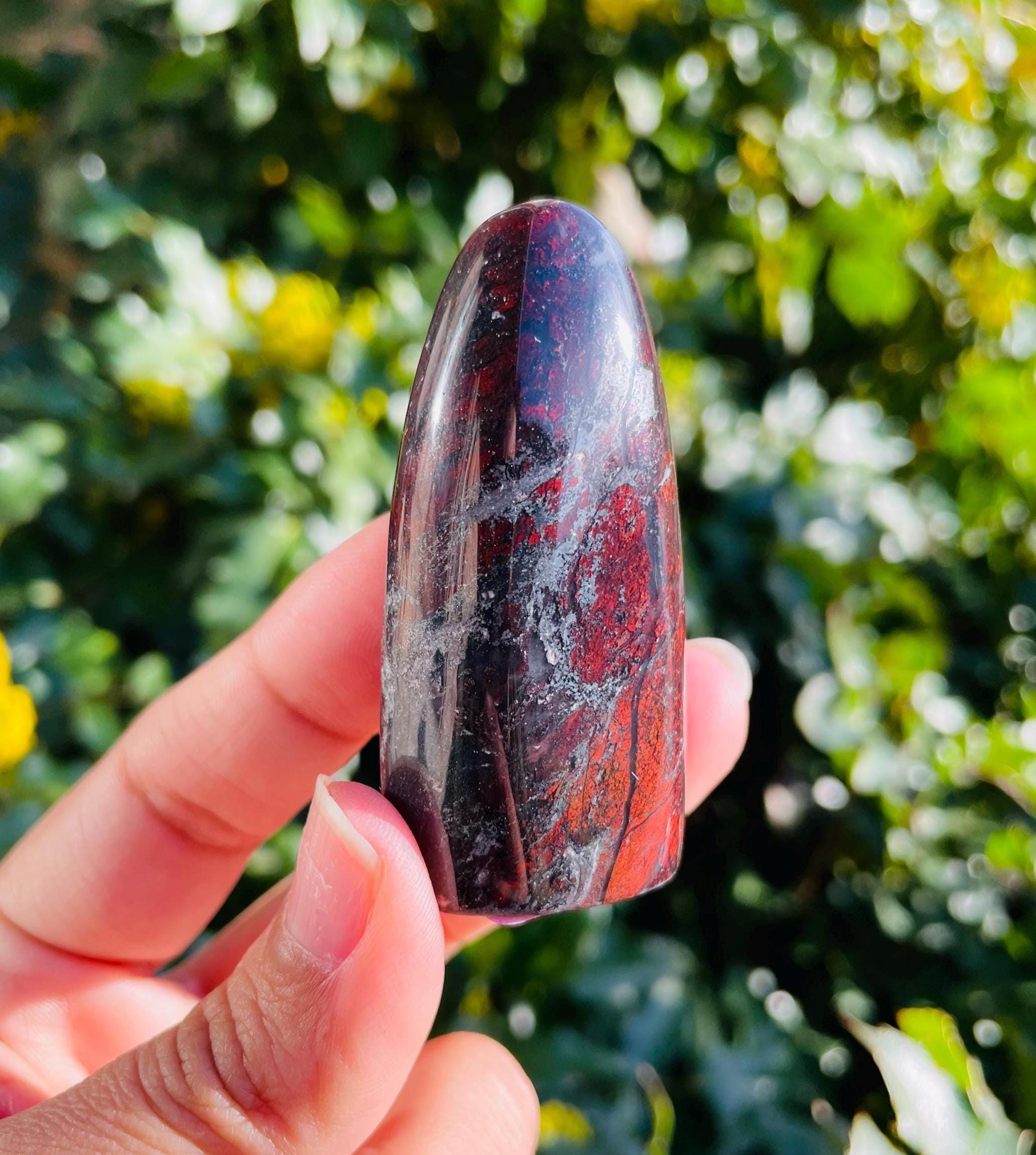 Blood Jade Stone (53.8g) Smooth Free Form Blood Jade Crystal, Ultra Rare Black Red Jade Stone, Self Standing Specimen Natural Jade Crystal