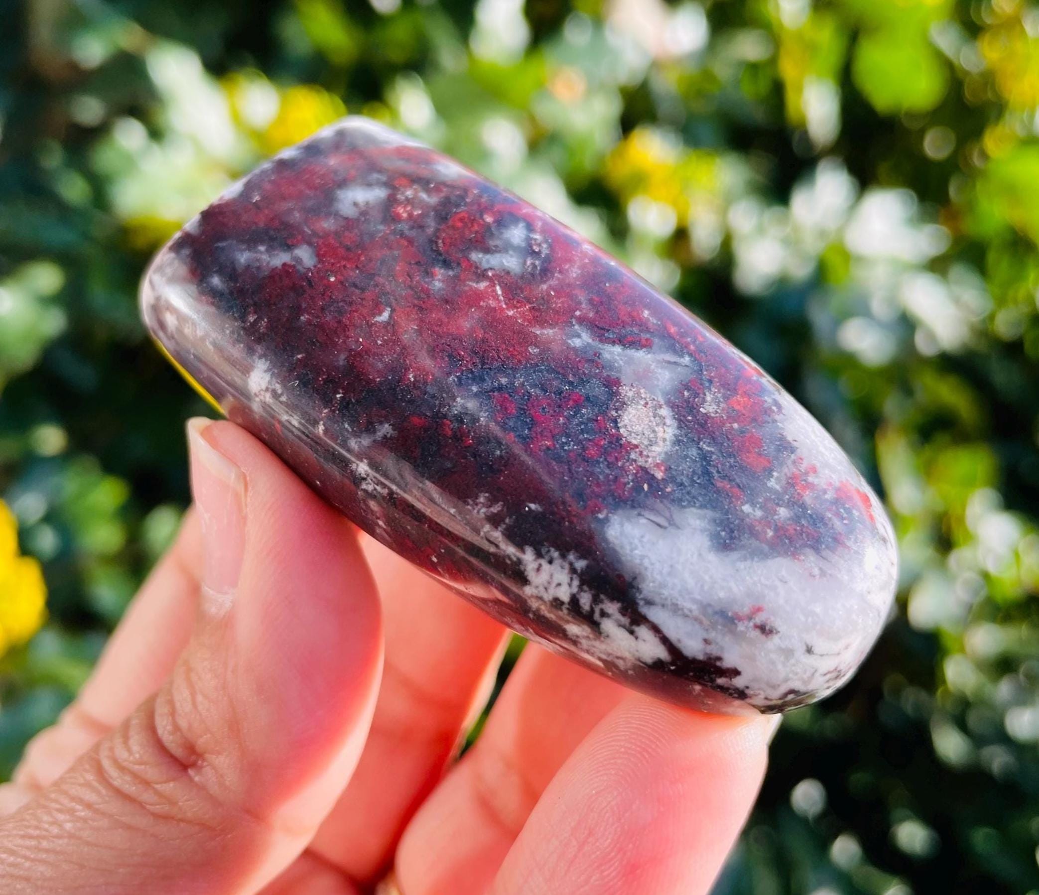 Blood Jade Stone (74.4g) Smooth Free Form Blood Jade Crystal, Ultra Rare Black Red Jade Stone, Self Standing Specimen Natural Jade Crystal
