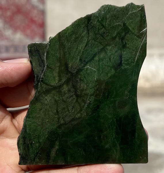 Green Nephrite Jade Rough Slice | Natural Stone 115g 94x78x7mm Green Nephrite Jade Rough Slice | Natural Stone 115g 94x78x7mm