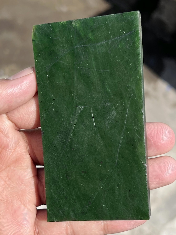 Green Jade Rough Stone | Natural Nephrite Slice 125g 103x53x7mm