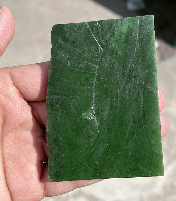 Green Jade Rough Stone | Nephrite Gemstone Slice 139g 93x67x8mm