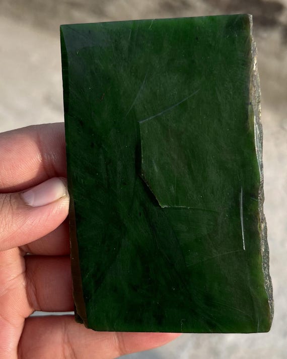 Green Jade Rough Slice | Raw Canadian Nephrite 200g 103x70x9mm