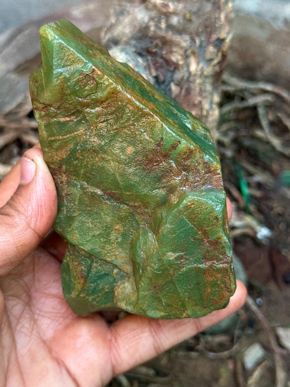 Raw Green Jade Specimen: 1450.5 Carat Healing Crystal Chunk