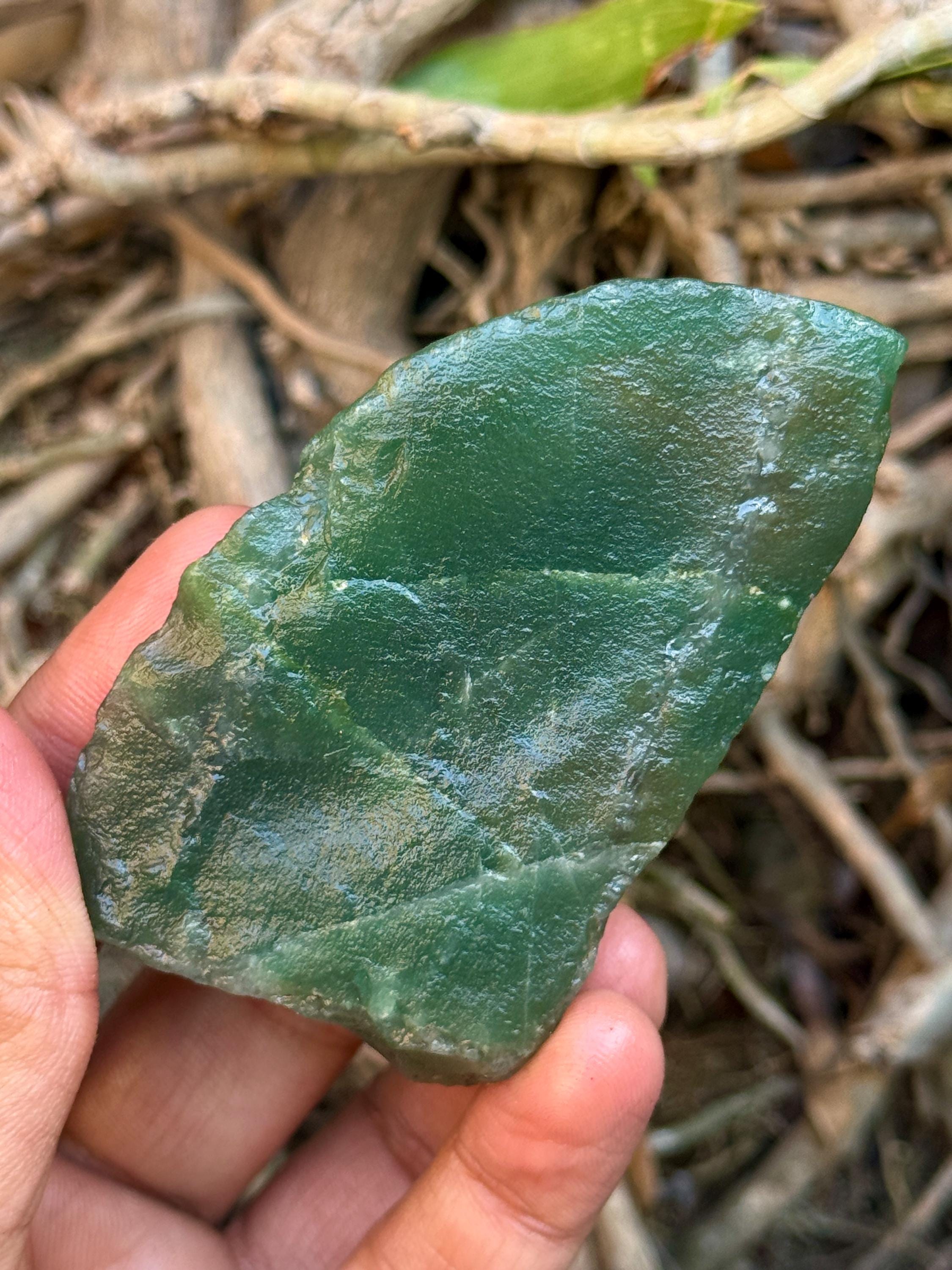 Raw Green Jade Specimen, 523.35 Carat Crystal Chunk