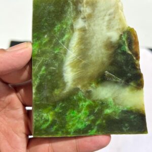 Hand-Cut Natural Jade Rough Stone | Raw Deep Green Slice 113g 107x47x9mm Hand-Cut Natural Jade Rough Stone | Raw Deep Green Slice 113g 107x47x9mm
