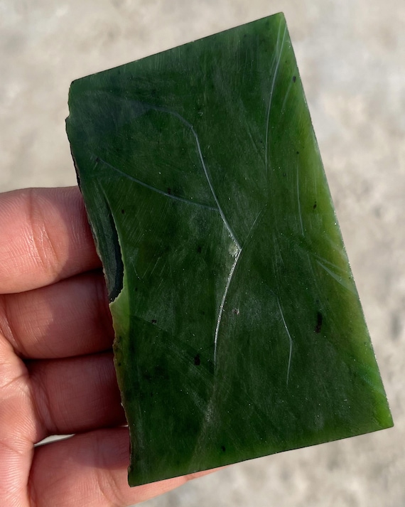 Green Nephrite Jade Rough Slice | Natural Raw Crystal 110g 91x60x8mm