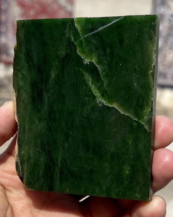 Natural Jade Rough Slice | Raw Nephrite Crystal 151g 96x72x8mm