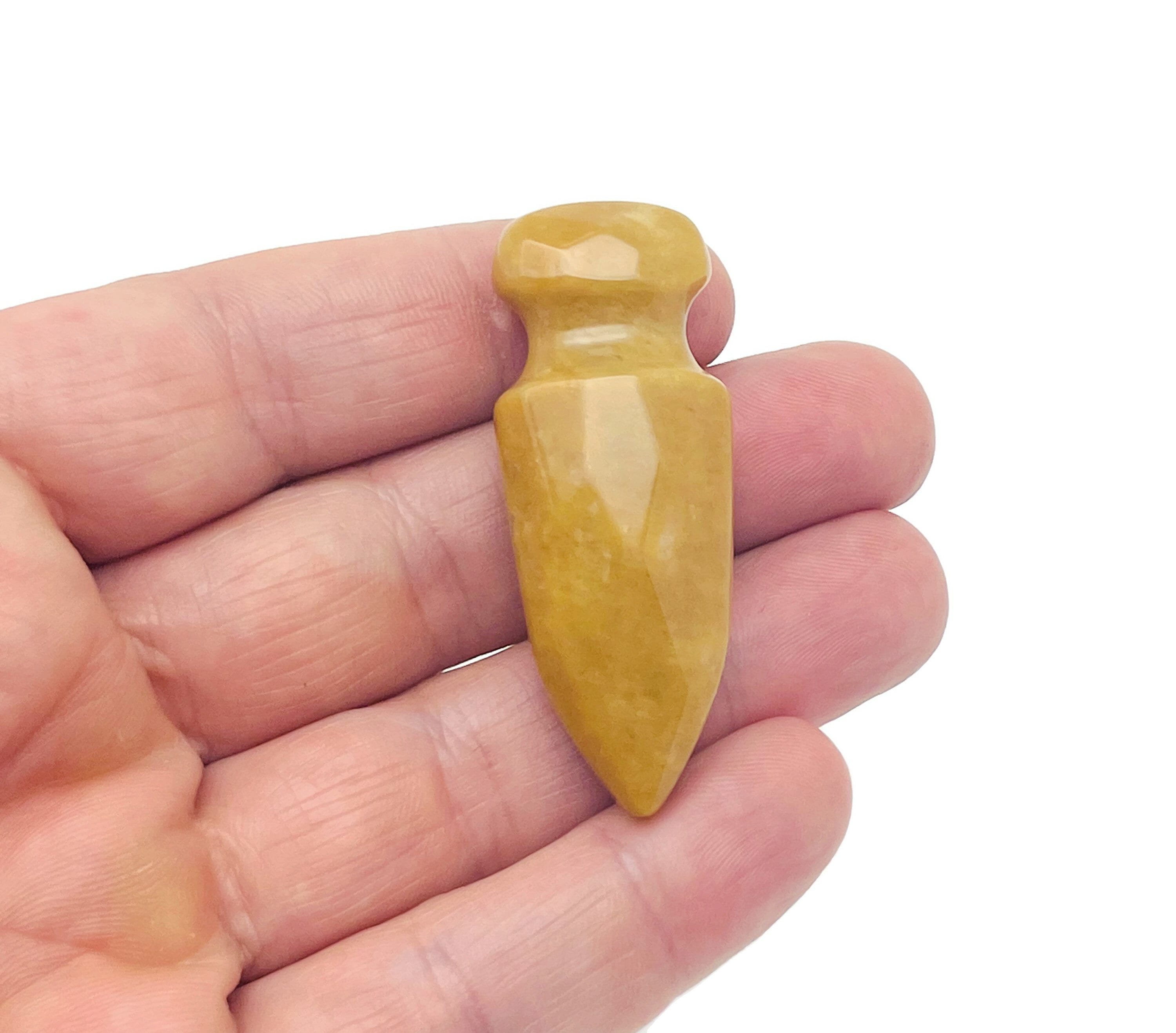 Yellow Jade Mini Sword Dagger Gemstone - Sword Carved Crystal - Crystal Energy - Mineral Specimen - Crystal Gifts - Sw1014