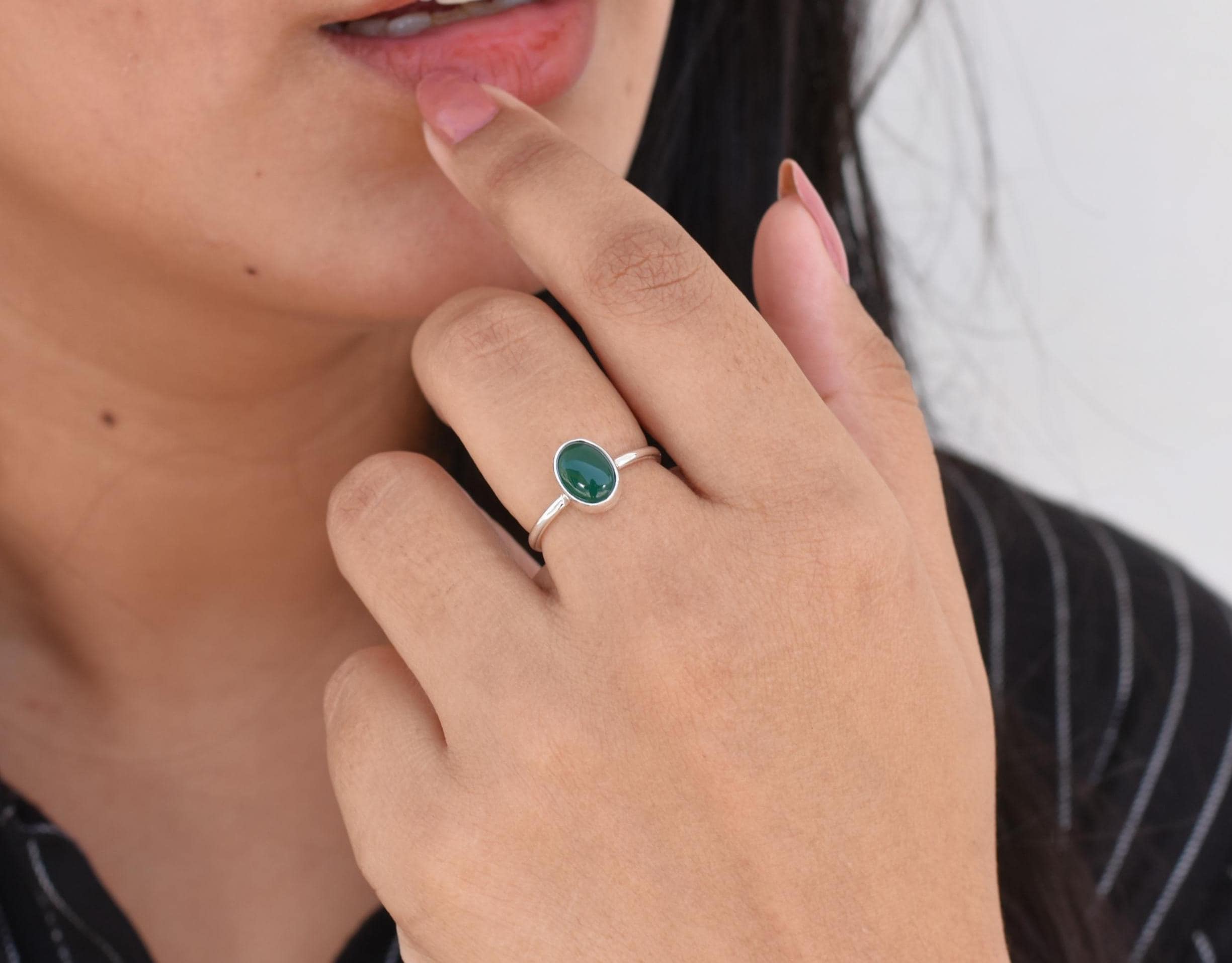 Dainty Nephrite Jade Ring, Silver Jade Ring, Silver Gemstone Ring, Green Jade Jewelry, Handmade Jewelry, Dainty Ring, Oval Stone, Gift Ring