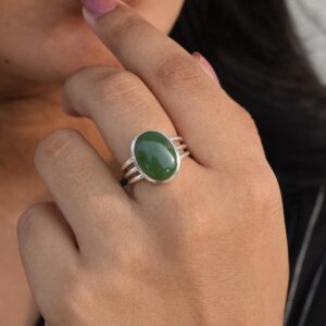 Fantastic Nephrite Jade Ring, 925 Sterling Silver, Oval Shape, Green Color Stone, Triple Band Ring, Bezel Set, Handmade Silver Ring, Sale Fantastic Nephrite Jade Ring, 925 Sterling Silver, Oval Shape, Green Color Stone, Triple Band Ring, Bezel Set, Handmade Silver Ring, Sale