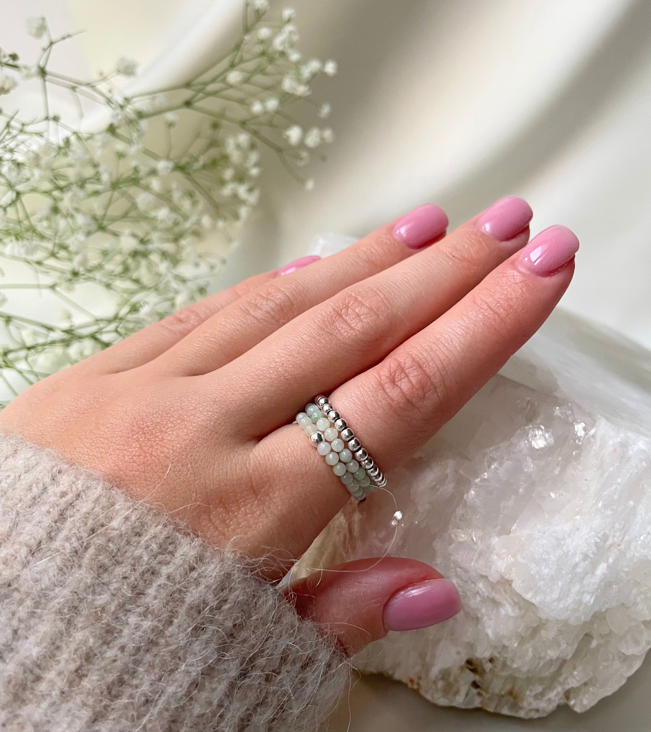 Jade Ring, Genuine Burma Jade Jewelry, Gold Fill, Sterling Silver, Green Crystal Ring, Gift For Her, Stretch Ring, Stacking Jade Rings Jade Ring, Genuine Burma Jade Jewelry, Gold Fill, Sterling Silver, Green Crystal Ring, Gift For Her, Stretch Ring, Stacking Jade Rings