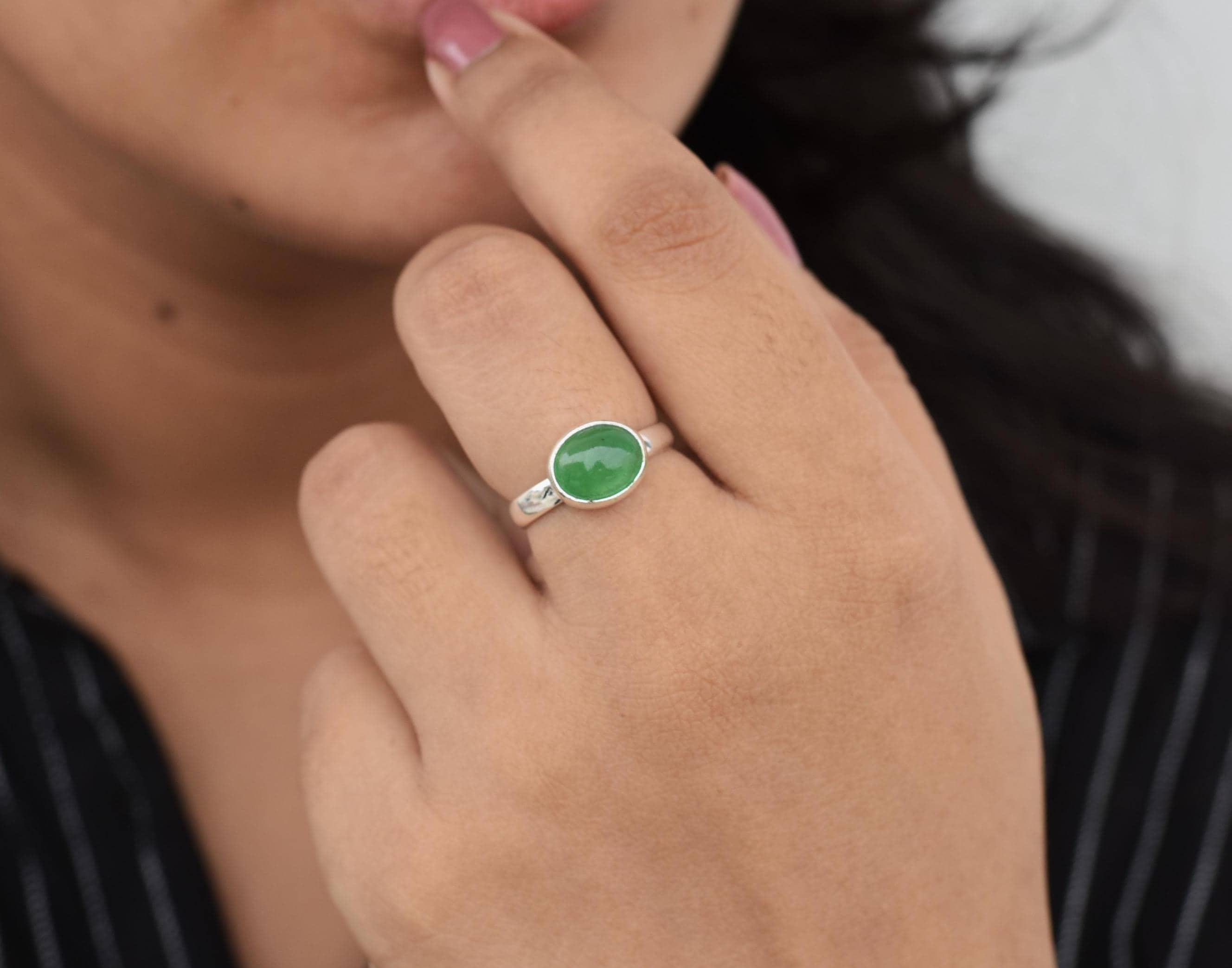 Handmade Nephrite Jade Ring, Oval Gemstone Ring, Green Gemstone Ring, Gift For Mom, Wedding Ring, Green Jade Ring, Can Be Personalized, Sale