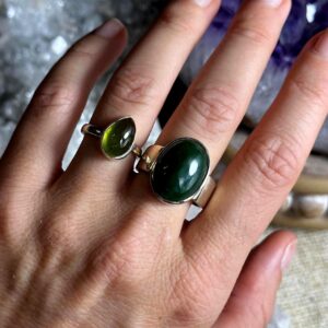 Genuine Nephrite Jade Ring, .925 Sterling Silver, Minimalist, Statement, Fitted
