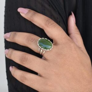 Natural Nephrite Jade Ring, Statement Silver Jewelry, Greens Stone Ring, Oval Gemstone, Green Jade Ring, Promise Ring, Christmas Gifts