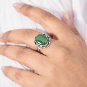 Nephrite Jade Ring, Statement Ring, Promise Ring, Engagement Ring, 925 Silver Ring, Bohemian Jewelry, Birthstone Ring, Gift For Her, Oval