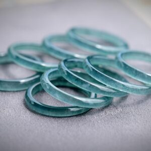 Thin Icy Translucent High-Quality Guatemalan Jadeite Ring Blue Water Jade Band Natural Type A