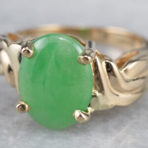 Vintage 14K Yellow Gold Dyed Jade Ring