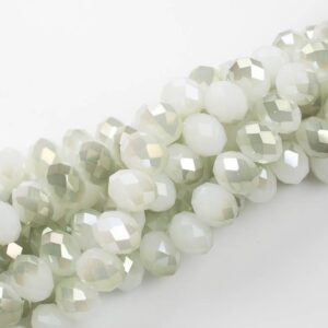 12mm Crystal Rondelle -2 or 5 or 10 STRANDS- White Jade light Green 12mm Crystal Rondelle -2 or 5 or 10 STRANDS- White Jade light Green
