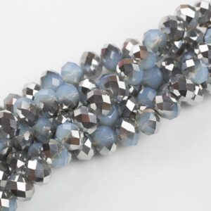 12mm Crystal Rondelle -2 or 5 or 10 STRANDS- Light Jade Silver 12mm Crystal Rondelle -2 or 5 or 10 STRANDS- Light Jade Silver