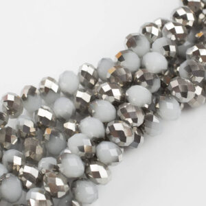 12mm Crystal Rondelle -2 or 5 or 10 STRANDS- White Jade Silver 12mm Crystal Rondelle -2 or 5 or 10 STRANDS- White Jade Silver