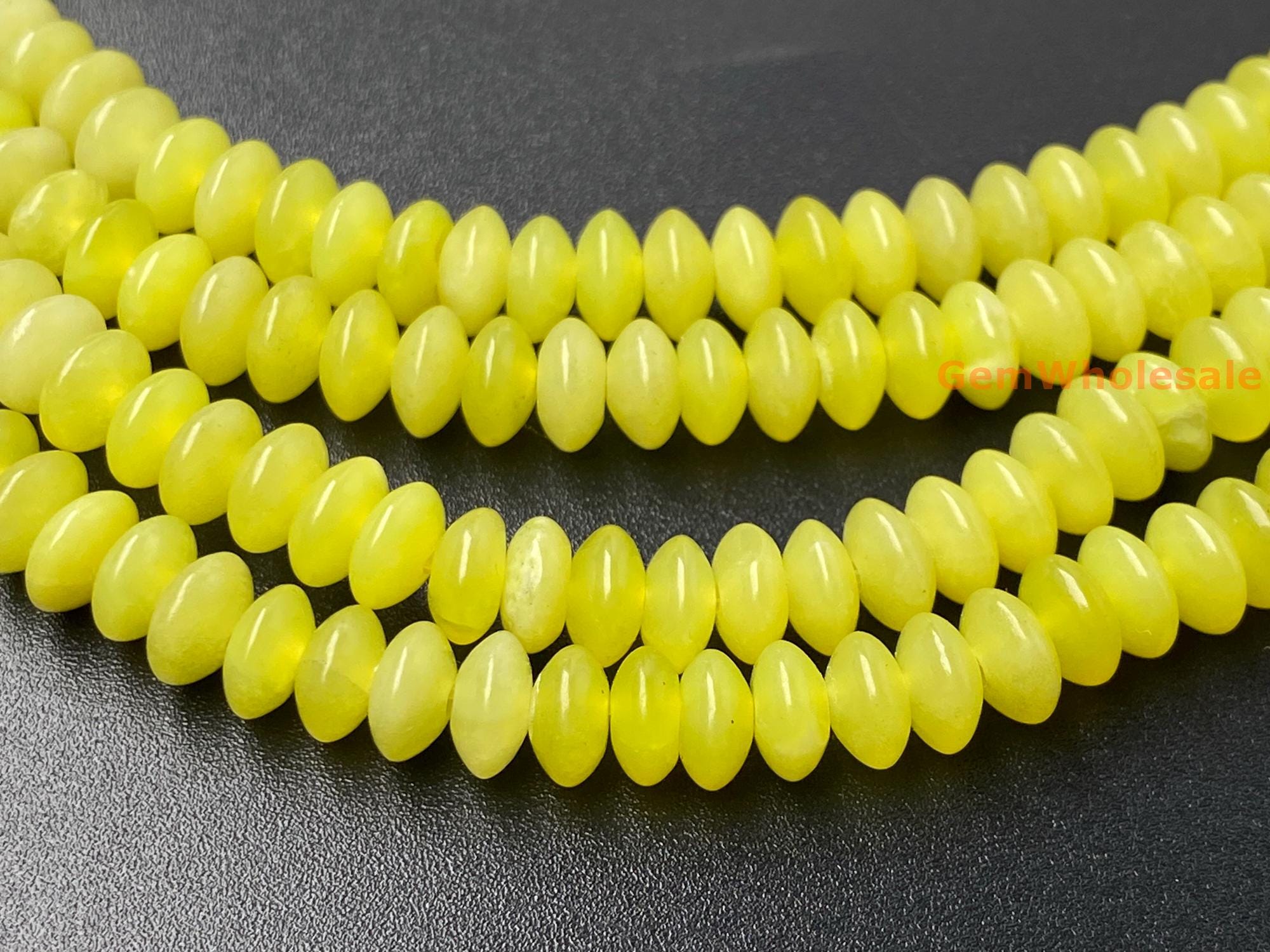 15.5" 3x6mm Olive Jade Rondelle Beads, Yellow Roundel Beads, Lemon Jade Rondelle Beads Dgdo 15.5" 3x6mm Olive Jade Rondelle Beads, Yellow Roundel Beads, Lemon Jade Rondelle Beads Dgdo