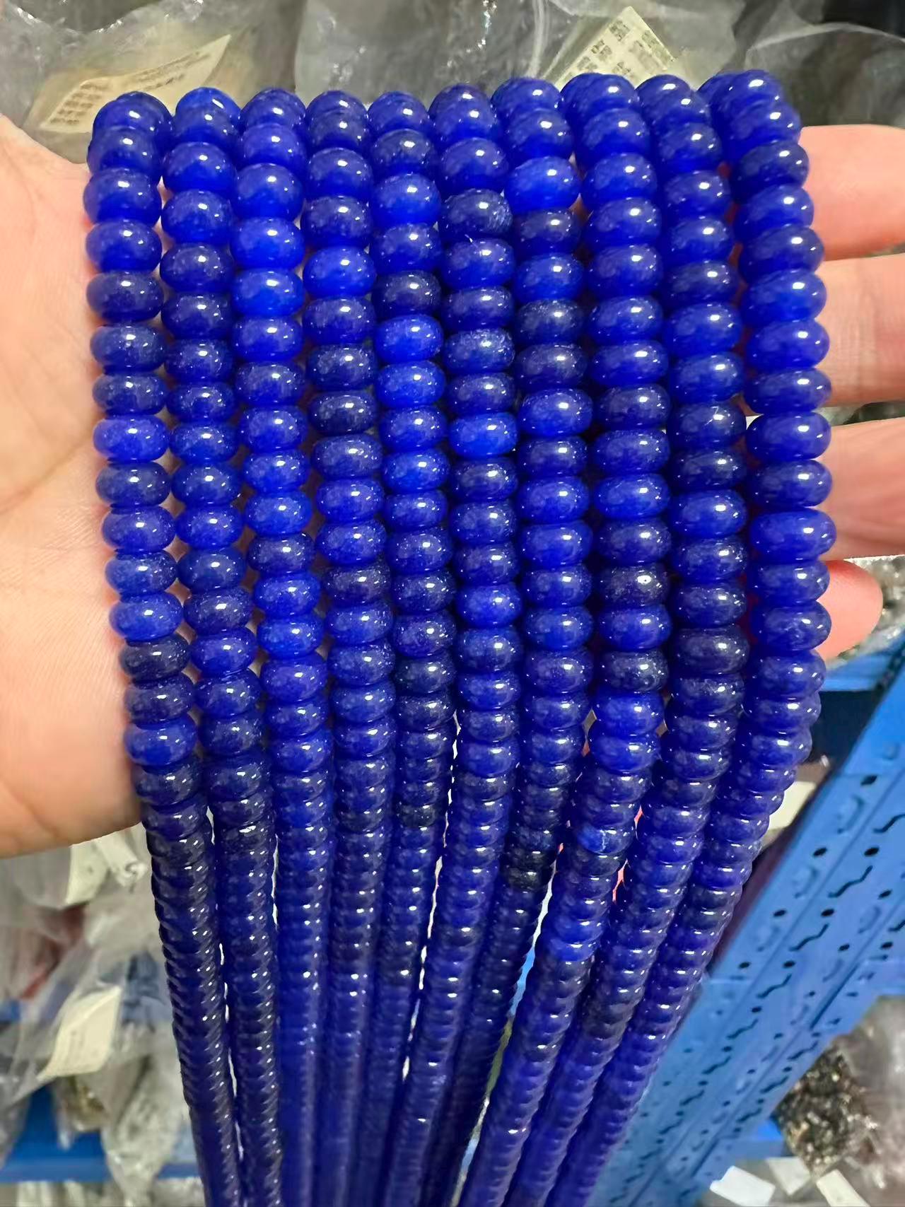 5x8mm Blue Gemstone Beads,royal Blue Jade Beads,loose Jade Rondelles,jewelry Making Beads,full Strand-15 Inches-approx 70 Pcs-ebt100