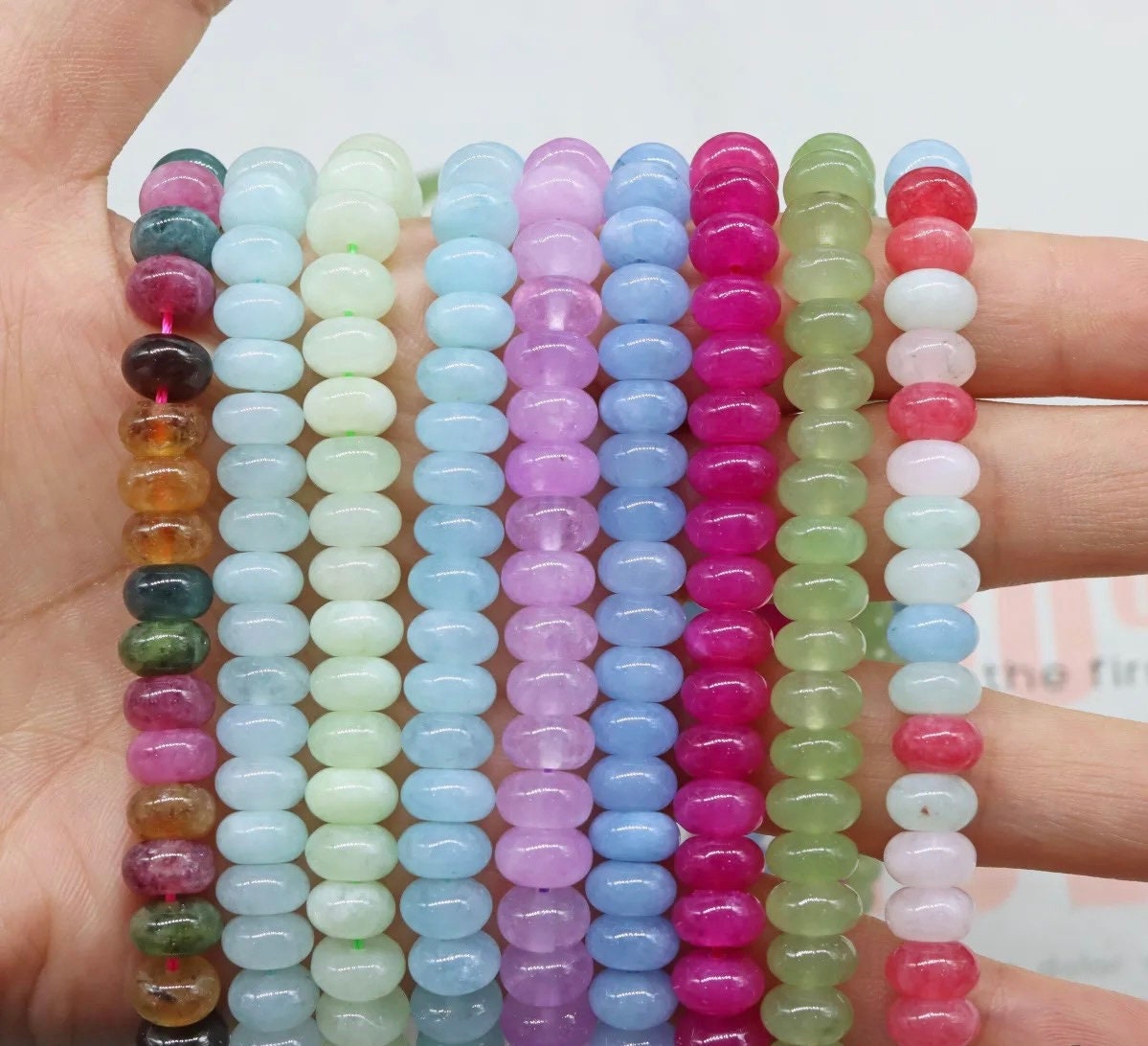 5×8mm Jade Rondelle Spacer Loose Beads,diy Handmade Jewelry Making Beaded Accessories,15 Inches One Starand