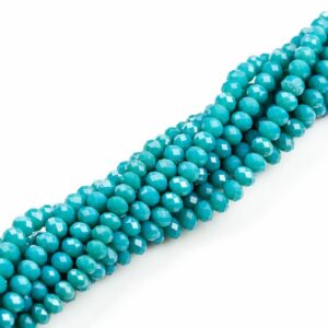 6mm Crystal Rondelle -2 or 5 or 10 STRANDS- Teal Blue Jade