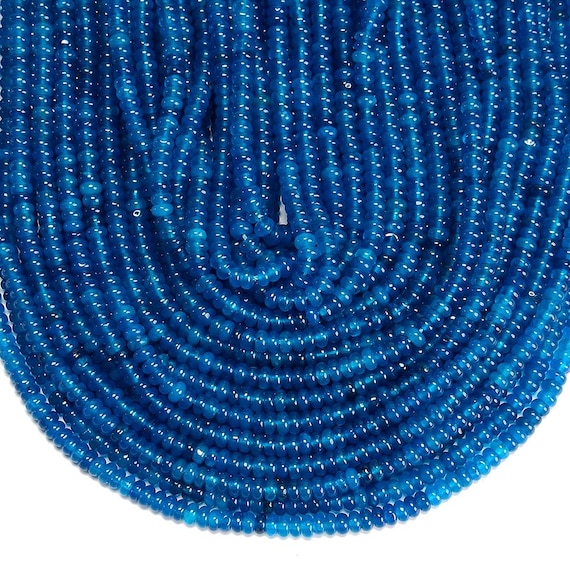 Blue Jade Gemstone 4x2mm Rondelle Beads 14.5 Inch Full Strand Bulk Lot 1,2,6,12 And 50 (80020061-d616)