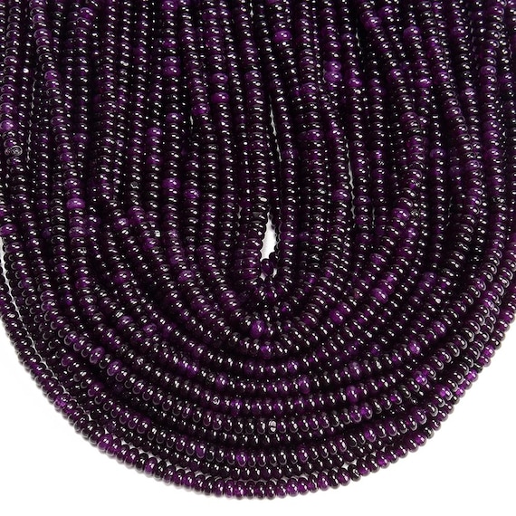 Dark Purple Jade Gemstone 4x2mm Rondelle Beads 14.5 Inch Full Strand Bulk Lot 1,2,6,12 And 50 (80020059-d616)