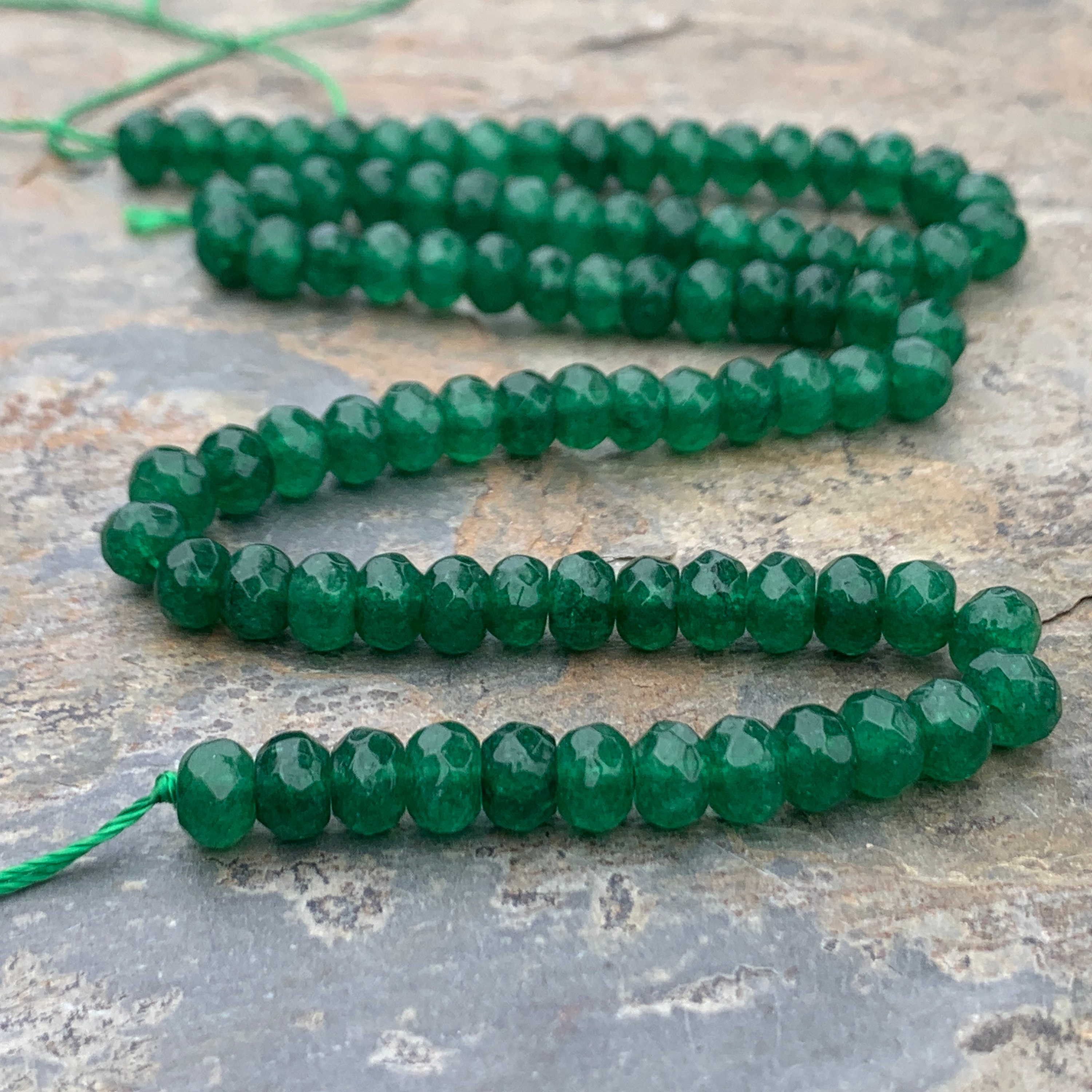 Emerald Jade Rondelles, 6 X 4mm, 15 Inch Strand