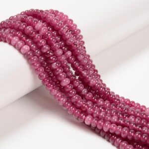 Fuchsia Color Dyed Jade Smooth Rondelle Beads Size 4x6mm 15.5'' Strand Fuchsia Color Dyed Jade Smooth Rondelle Beads Size 4x6mm 15.5'' Strand