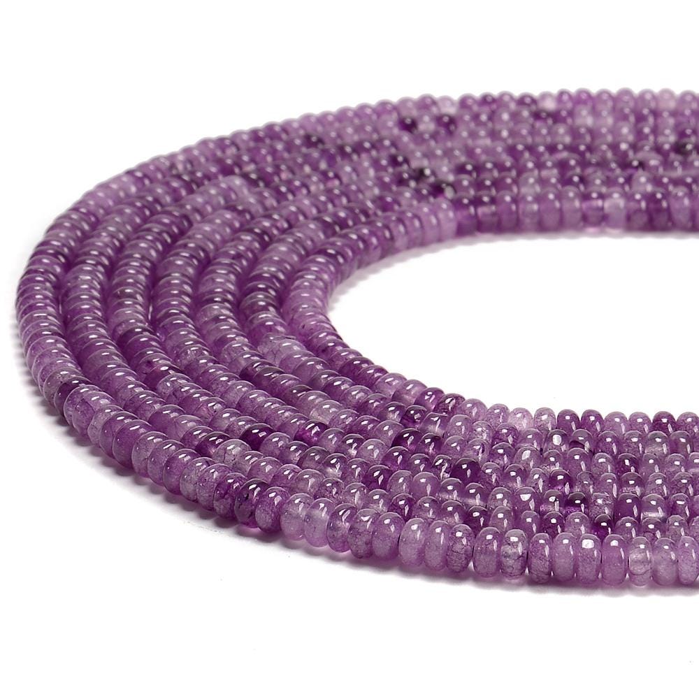 Lavender Purple Jade Gemstone Rondelle 4x2mm Loose Beads 14.5 Inch Full Strand (80020058-d616) Lavender Purple Jade Gemstone Rondelle 4x2mm Loose Beads 14.5 Inch Full Strand (80020058-d616)