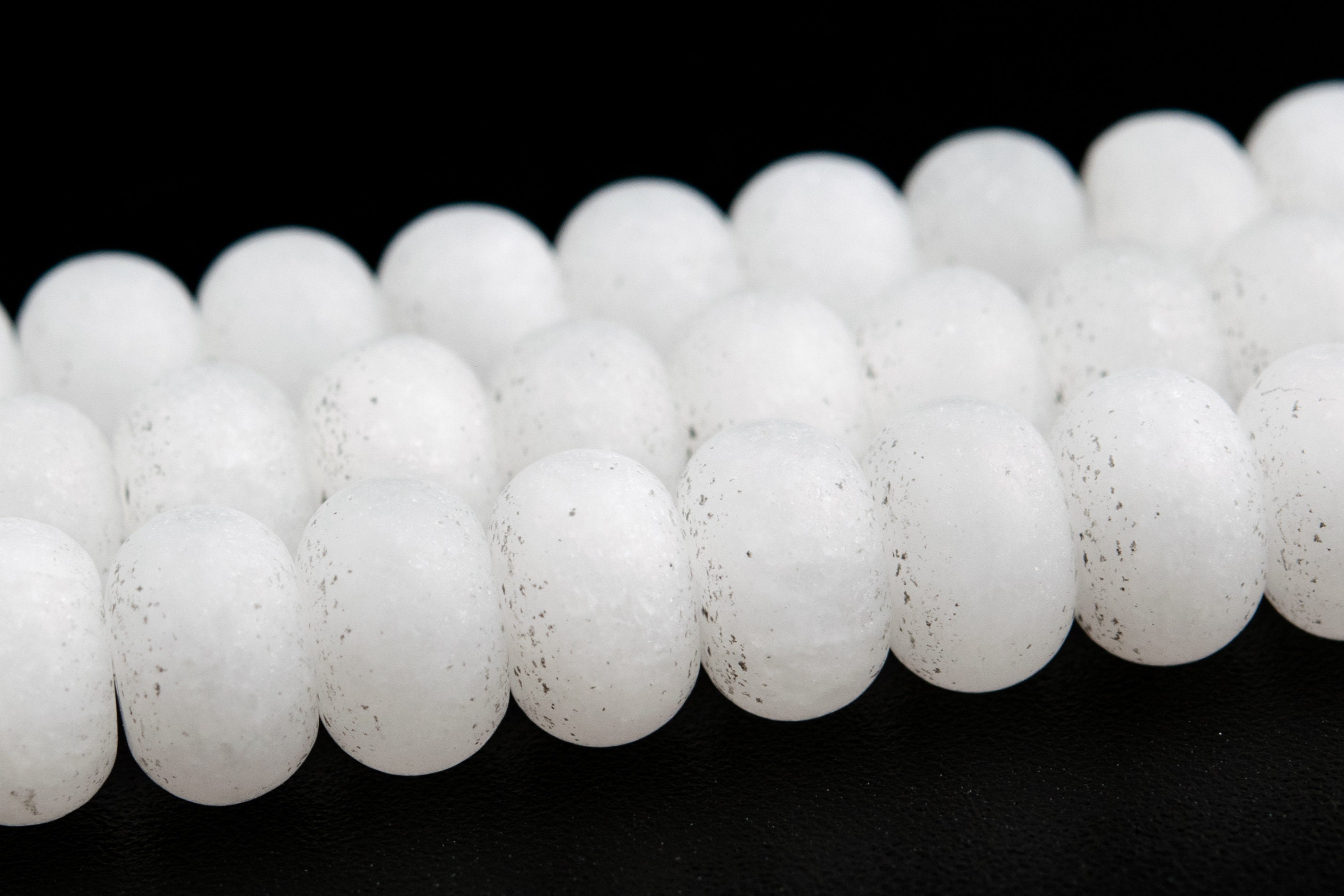 Matte White Jade Beads Genuine Natural Grade A Gemstone Rondelle Loose Beads 6mm 8mm Bulk Lot Options