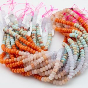 Multi-color Jade Rondelle Beads Smooth Rondelle Beads Size 5x8mm 15.5'' Strand Multicolor Oranges African Opal