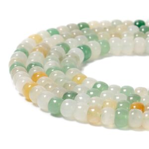 Natural Multi Color Jade Smooth Rondelle Beads Size 5x8mm 15.5'' Strand Natural Multi Color Jade Smooth Rondelle Beads Size 5x8mm 15.5'' Strand