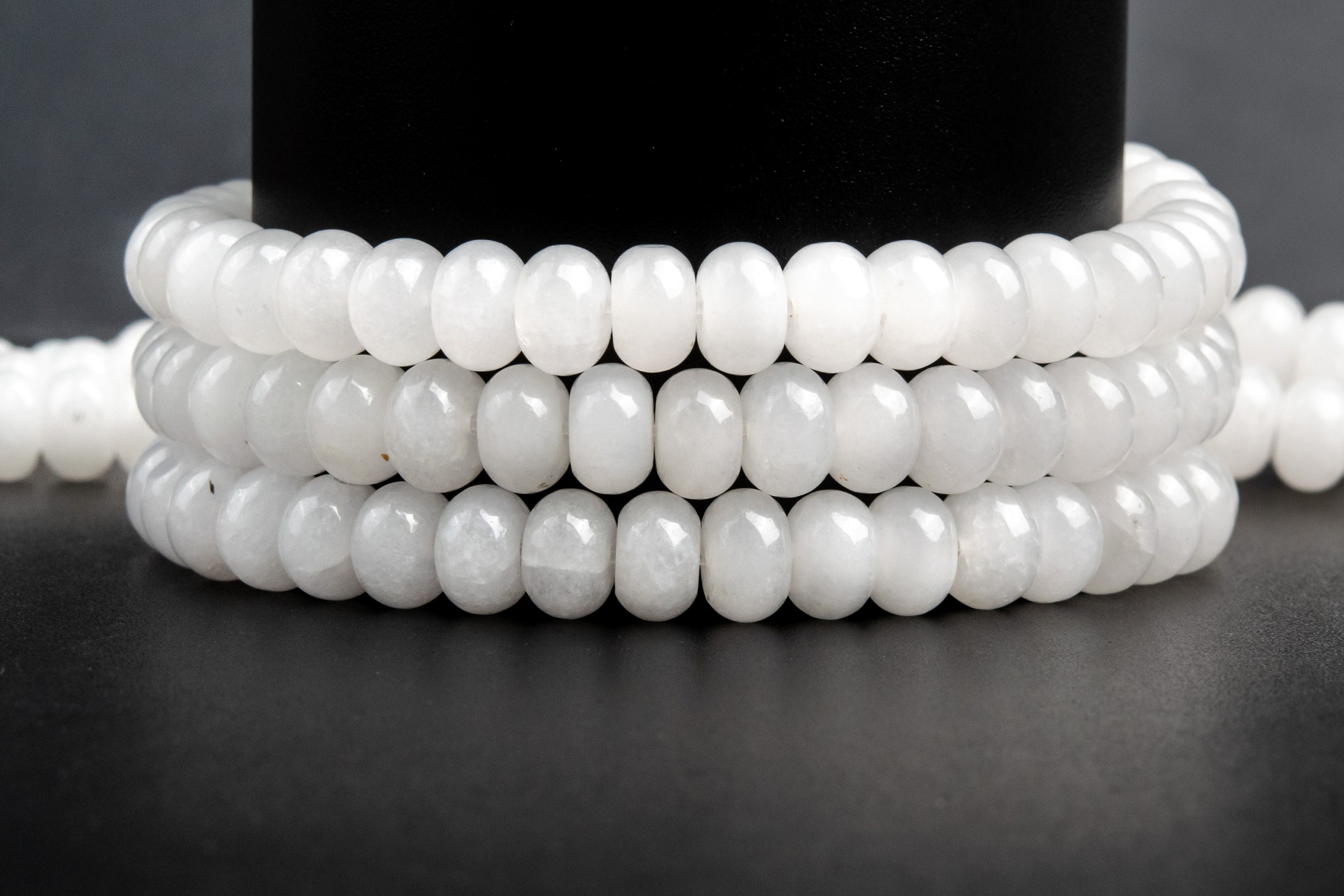 Natural White Jade Gemstone Grade Aaa Rondelle 6x4mm 8x5mm Loose Beads