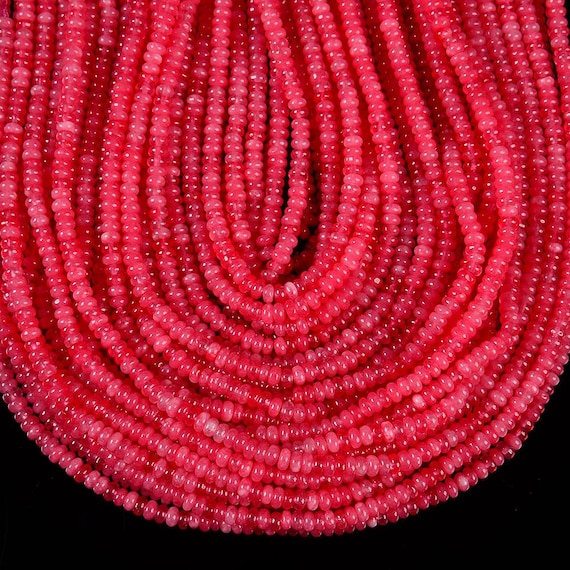 Pink Jade Gemstone 4x2mm Rondelle Beads 14.5 Inch Full Strand Bulk Lot 1,2,6,12 And 50 (80020062-d616)