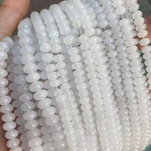 White Jade Rondelle Beads Wholesale Supply,4x6mm 5x8mm 6x10mm Abacus Jade Beads，one Strand 15",rondelle Beads