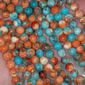 4mm Ocean Jade Gemstone Orange Blue Round Loose Beads 15.5 Inch Full Strand Lot 1,2,6,12 And 50 (80000656-789)