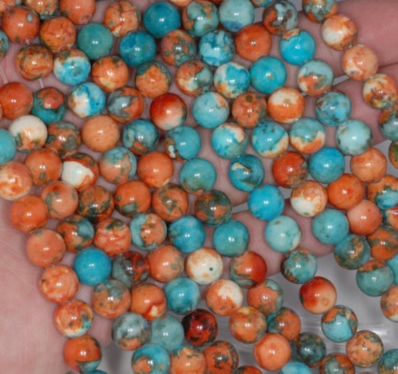 4mm Ocean Jade Gemstone Orange Blue Round Loose Beads 15.5 Inch Full Strand Lot 1,2,6,12 And 50 (80000656-789)