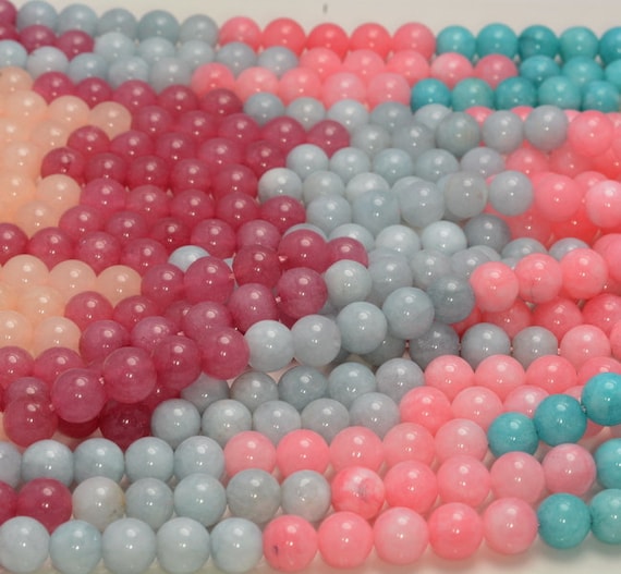 8mm Multi Color Jade Gemstone Round Beads 15 Inch Full Strand Bulk Lot 1,2,6,12 And 50(80010300-m44)