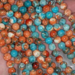 8mm Ocean Jade Gemstone Orange Blue Round Loose Beads 15.5 Inch Full Strand Lot 1,2,6,12 And 50 (80000658-789)