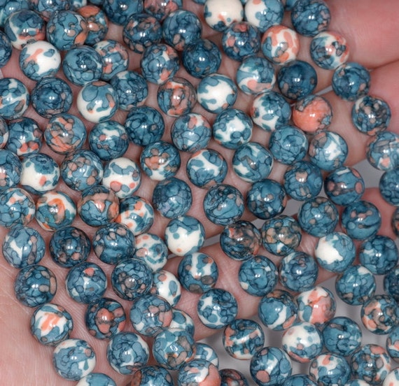 8mm Ocean Jade  Gemstone Blue Round Loose Beads 15.5 Inch Full Strand Lot 1,2,6,12 And 50 (80000666-789)